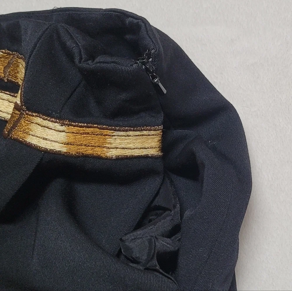 Rare Vintage 70s Western Privata Black Wool Faux Belt High Waisted Cropped Pants